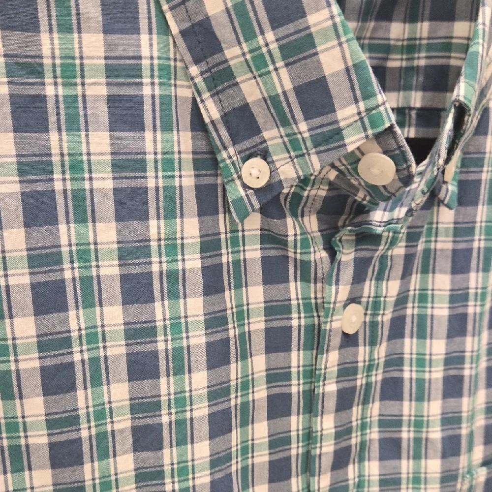 J. Crew Navy and Green Checkered Shirt